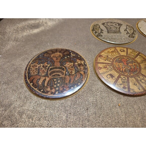 VTG RARE 1959 Vinyl Israel Souvenir Drink Coasters SET OF 11 3 1/2" - Picture 6 of 16